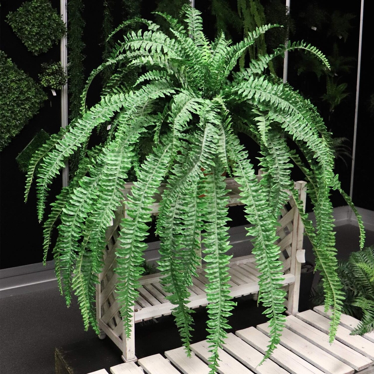 3-Pack – 82” Artificial Boston Ferns with 77 Fronds – Large Faux Greenery for Porch, Garden, Indoor Decor or Event Use